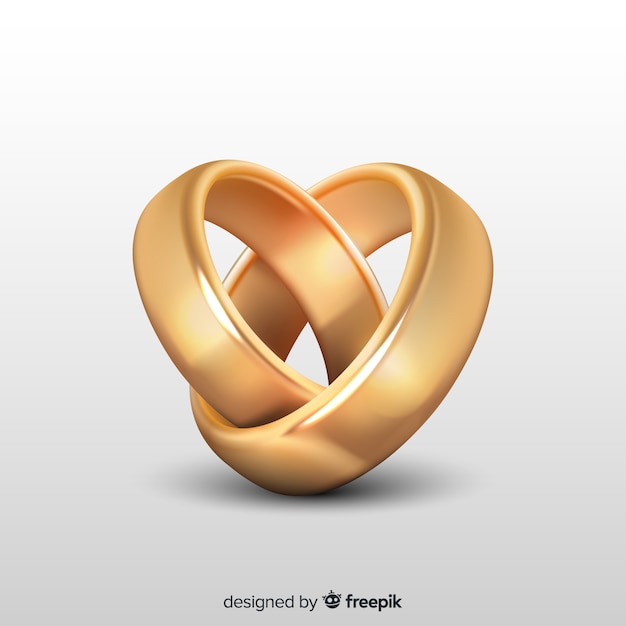 Download Golden wedding rings in realistic style Vector | Free Download