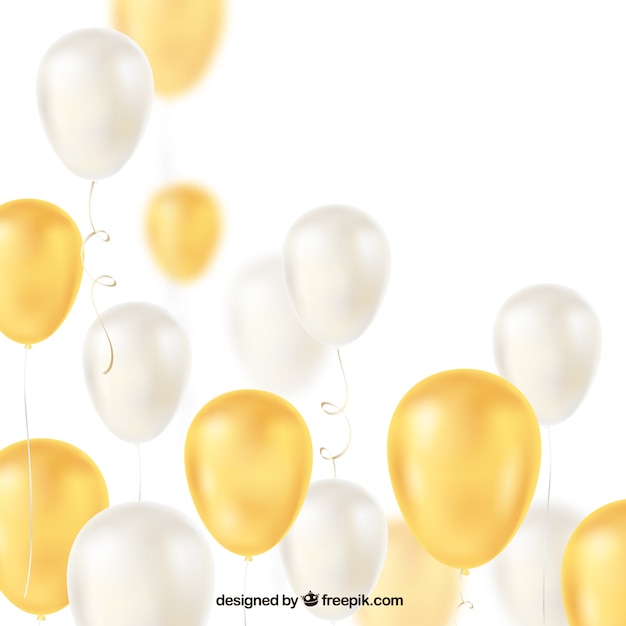 Golden and white balloons background to celebrate Vector | Free Download