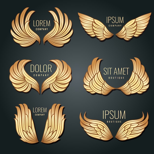 Download Free Golden Wing Logo Vector Set Angels And Bird Elite Gold Labels For Use our free logo maker to create a logo and build your brand. Put your logo on business cards, promotional products, or your website for brand visibility.