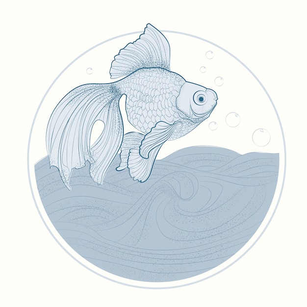 Premium Vector Goldfish Drawing Line Art Of Fish Vector Illustration
