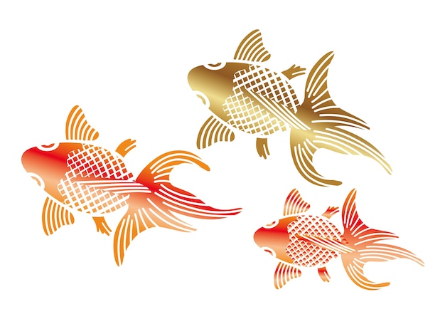 日本のビンテージスタイルの金魚のイラスト 無料のベクター
