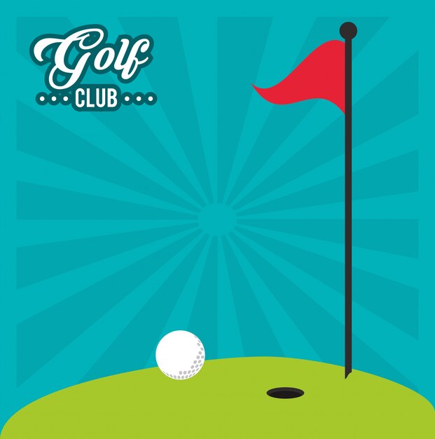 Premium Vector | Golf club red flag hole in one field