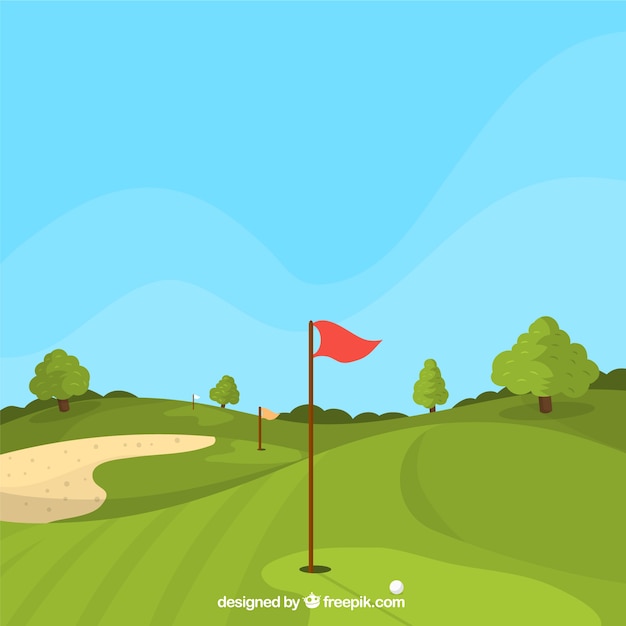 Download Golf course background in flat style Vector | Free Download