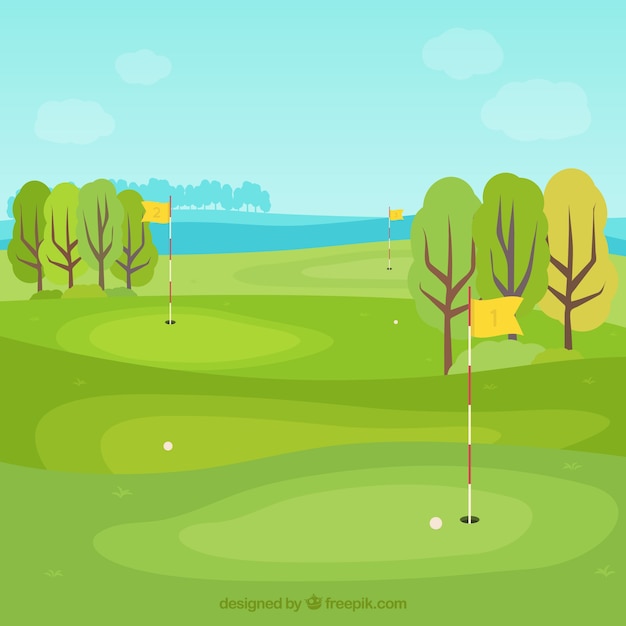 Download Free Vector | Golf course background in flat style