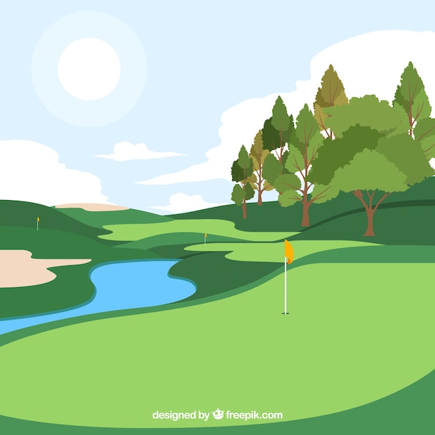 Download Golf course background in flat style Vector | Free Download