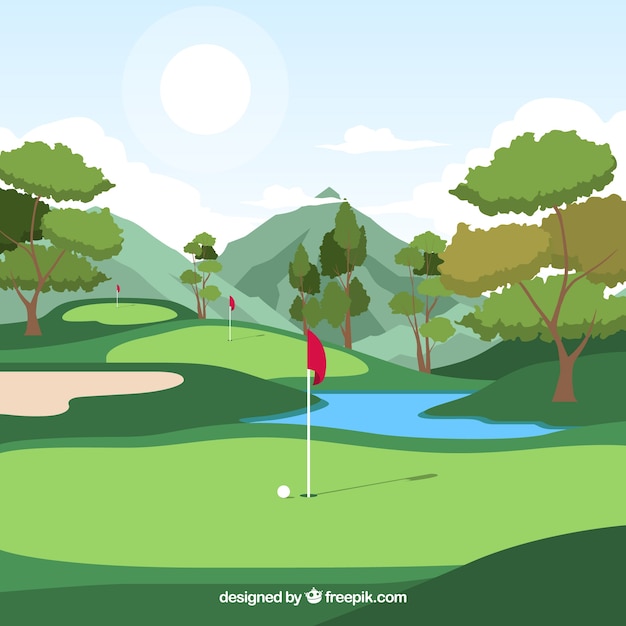 Download Golf course background in flat style Vector | Free Download