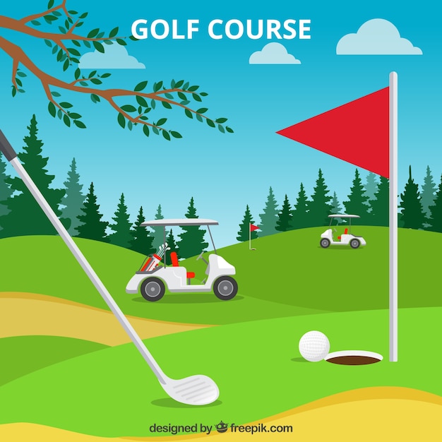 Golf course background in flat style