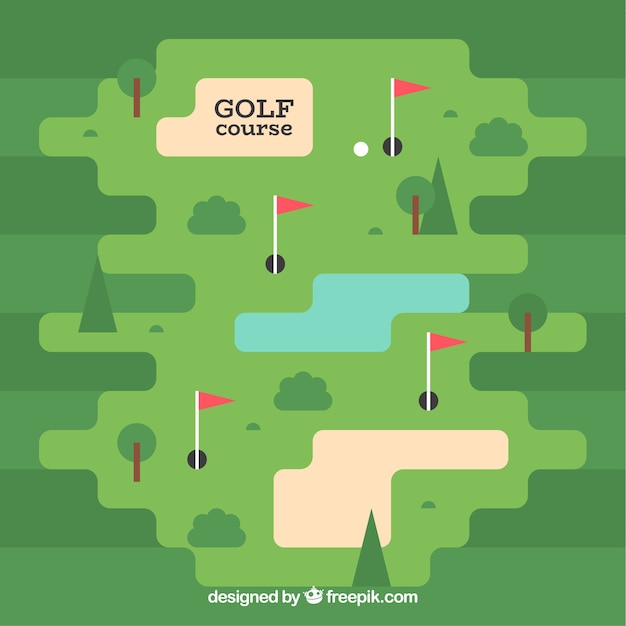 Golf course background in flat style