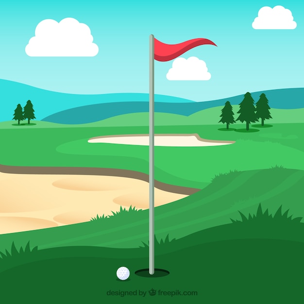 Golf course background in flat style