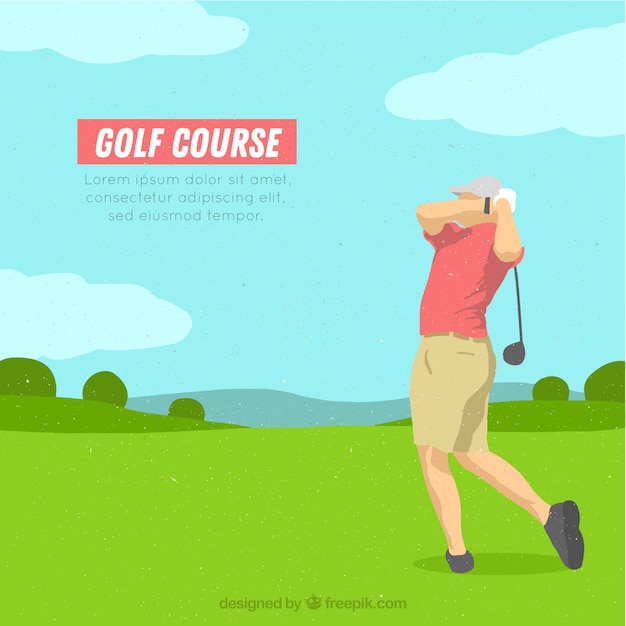 Golf course background in hand drawn
style