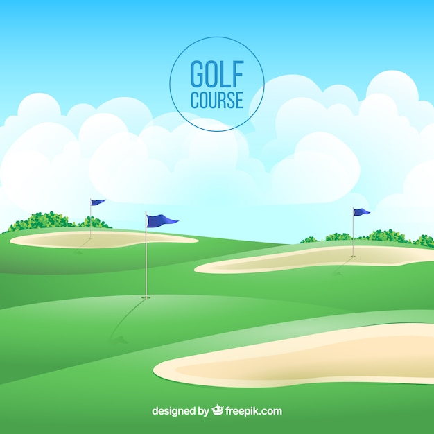 Golf course background in realistic
style