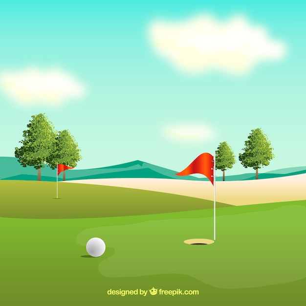 Golf course background in realistic\
style