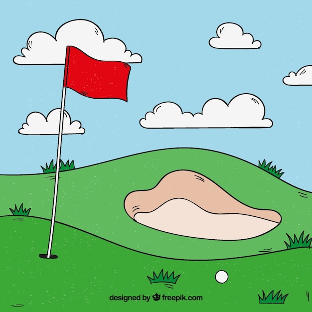 Free Vector | Golf course in hand drawn style