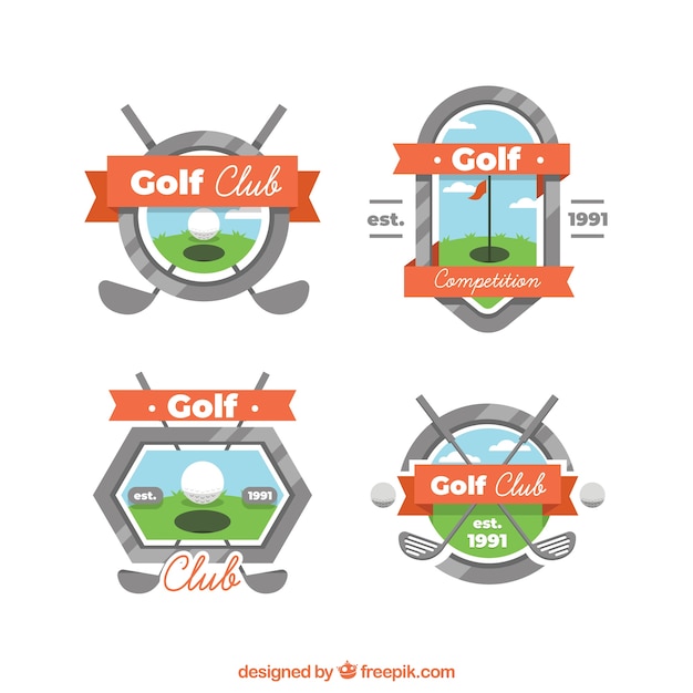 Golf labels and badges collection in flat\
style