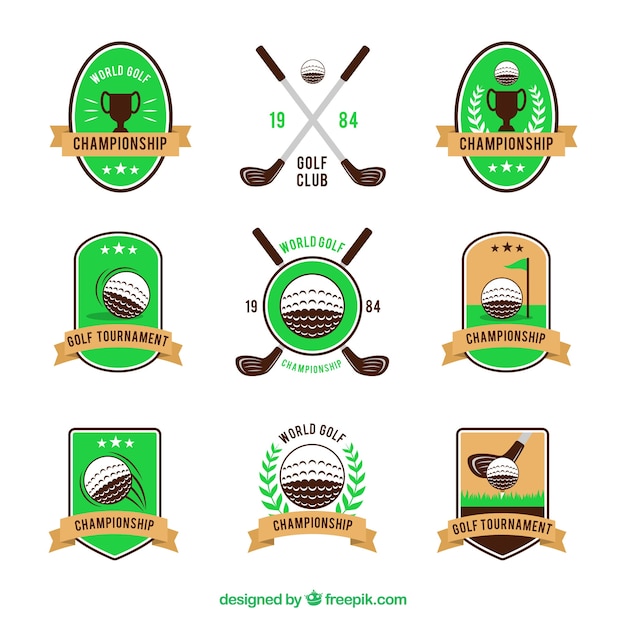 Golf labels collection in flat style