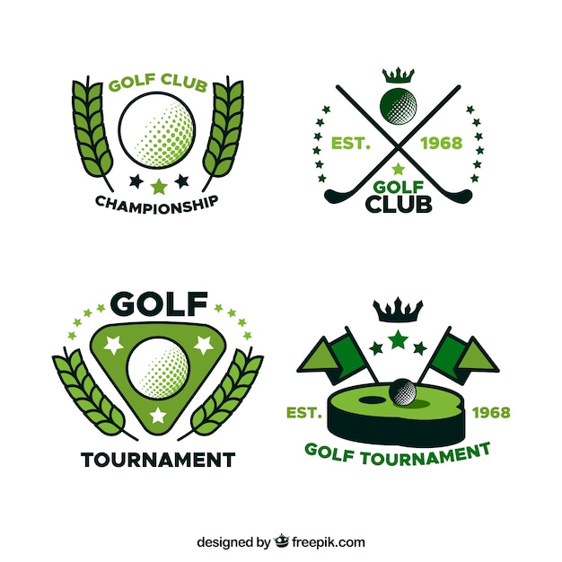 Golf labels collection in flat style