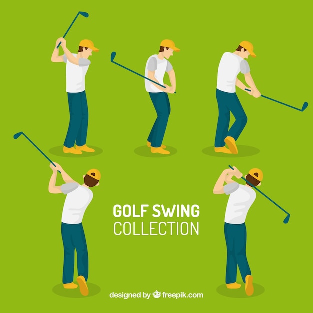 Golf swing collection of five | Free Vector