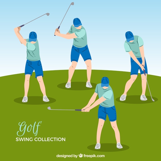 Golf swings collection in hand drawn\
style
