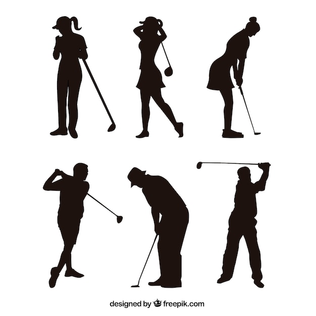 Golf swings collection with silhouette