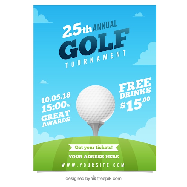 Golf tournament flyer in flat style
