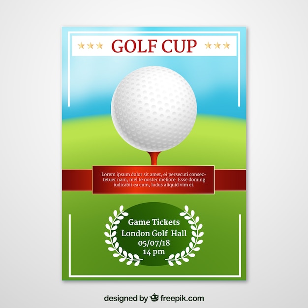Golf tournament flyer in realistic style