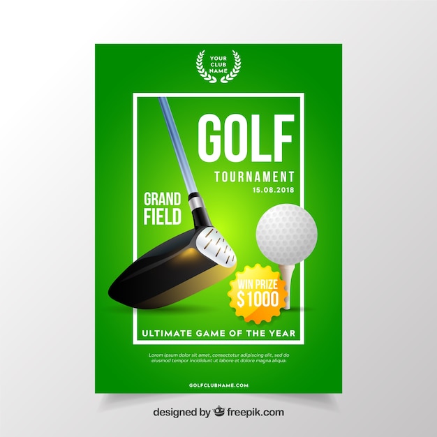 Golf tournament flyer in realistic style