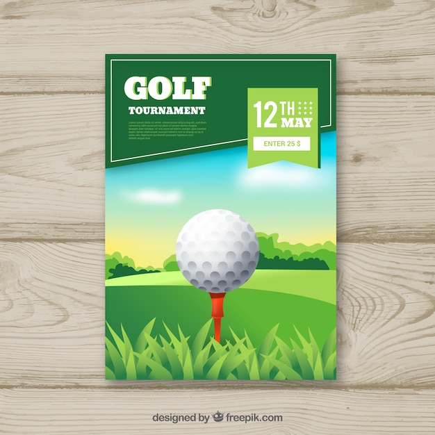 Golf tournament flyer with ball | Free Vector