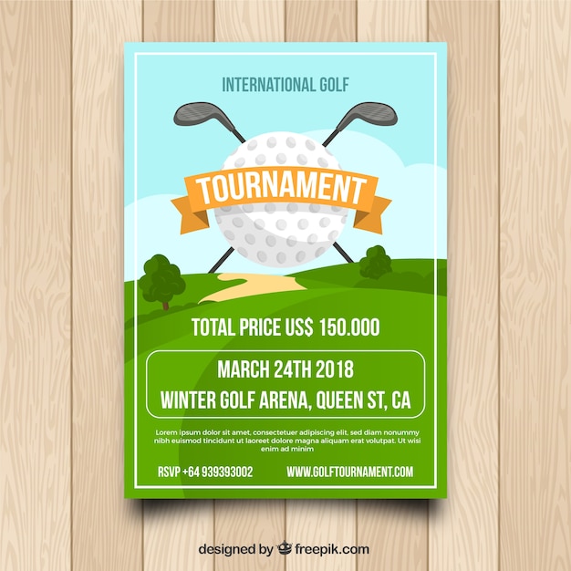 Golf tournament poster in flat design