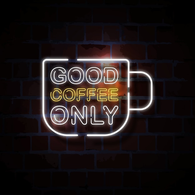 Download Good coffee only neon style sign illustration | Premium Vector