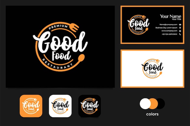 Premium Vector Good Food Vintage Logo Design And Business Card