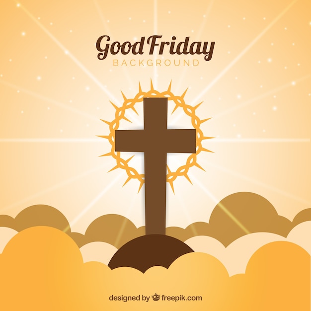 Good Friday background with cross and crown of\
thorns
