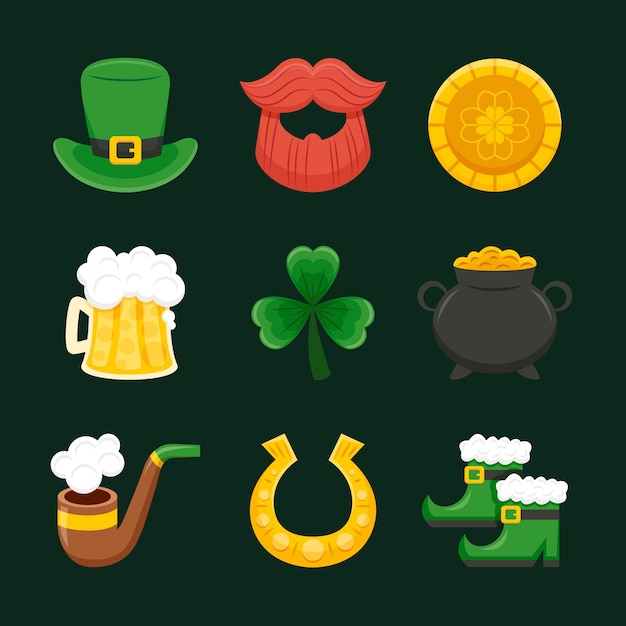 Free Vector | Good luck traditional irish elements for st. patrick's day