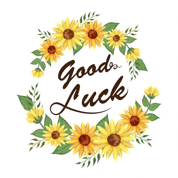 Premium Vector Good Luck Typography On Florals Decorated Background