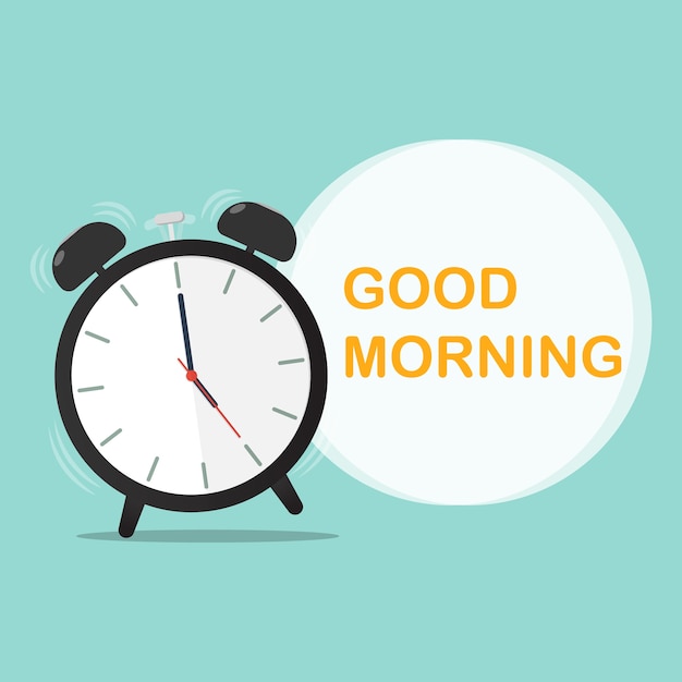 Premium Vector | Good morning alarm clock time flat vector