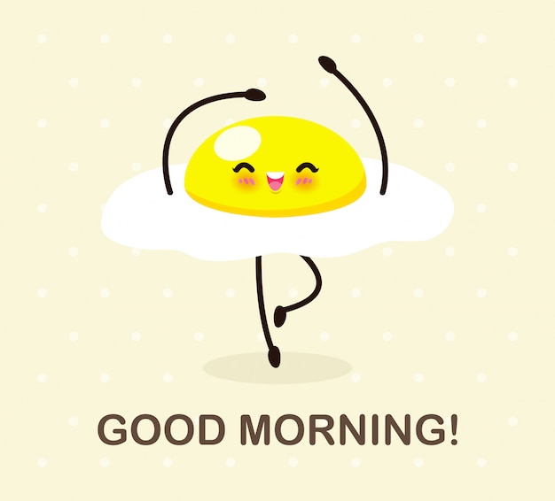 Premium Vector Good Morning Funny Food Cute Fried Egg Dancing Isolated