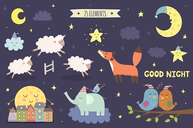 Download Premium Vector | Good night isolated elements for your ...