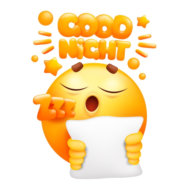 Premium Vector Good night web sticker. yellow emoji.