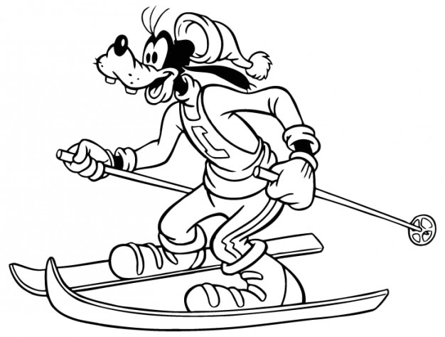 Goofy skiing disney character