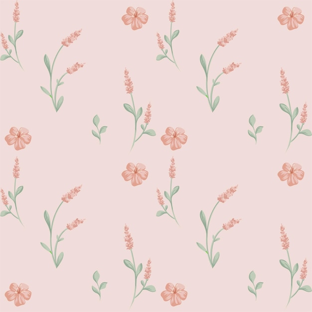 Premium Vector | Gorgeous botanical coral pink green pattern seamless