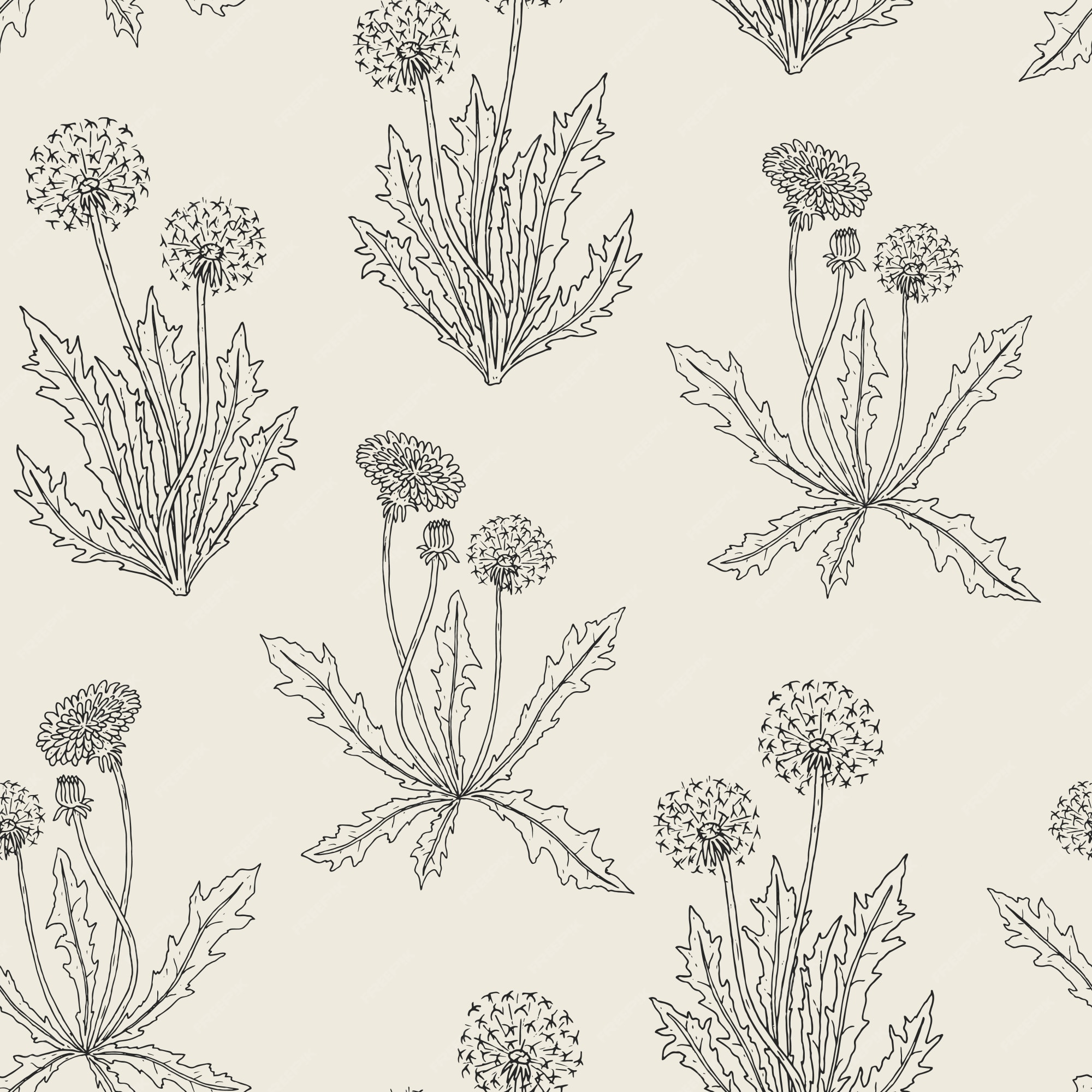 Premium Vector | Gorgeous contour botanical seamless pattern with ...