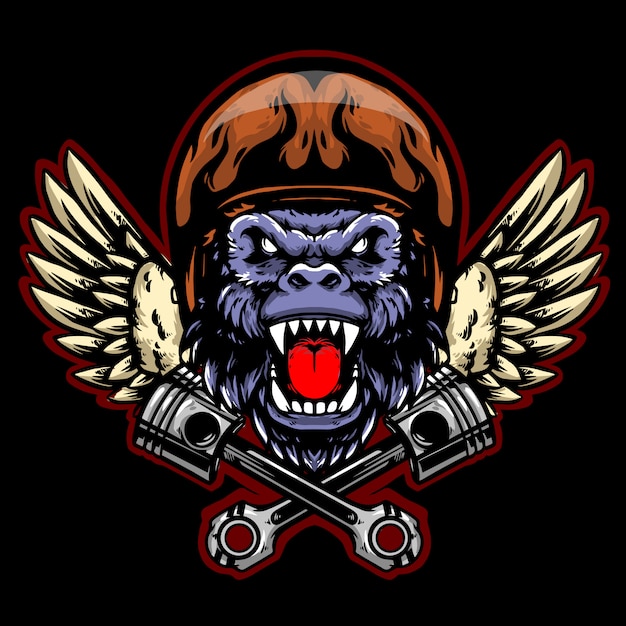 Download Free Gorilla Head Biker With Helmet Wings And Piston Mascot Design Use our free logo maker to create a logo and build your brand. Put your logo on business cards, promotional products, or your website for brand visibility.
