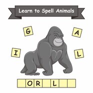 Premium Vector Gorilla Learn To Spell Animals Worksheet