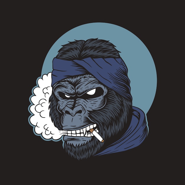 Premium Vector | Gorilla smoke illustration