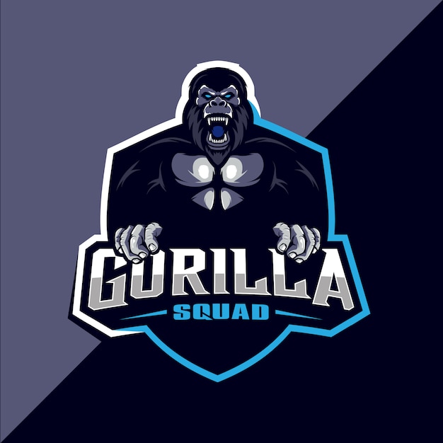 Premium Vector | Gorilla squad esport logo design