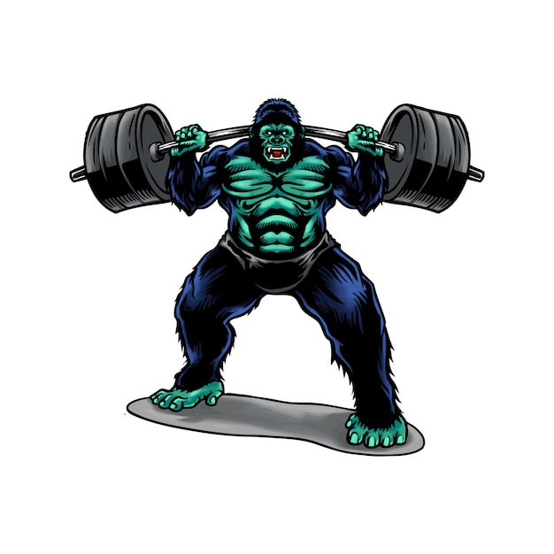 Premium Vector | Gorilla weightlifting