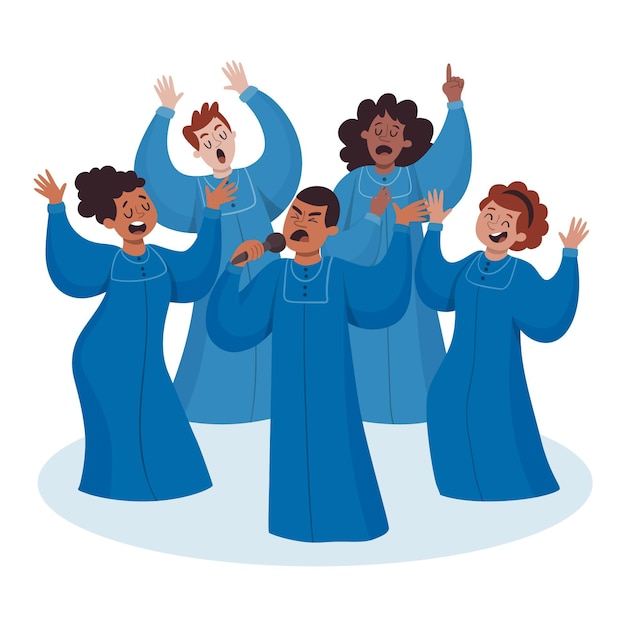 Free Vector Gospel choir singing illustration