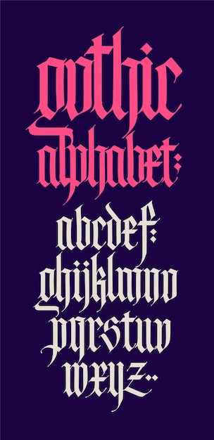 ゴシック 英語のアルファベット フォント 白い背景で隔離の要素 書道とレタリング 中世ラテン文字 プレミアムベクター