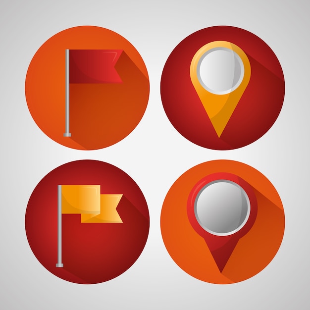 Premium Vector Gps Navigation Colored Stickers Flags Pointers