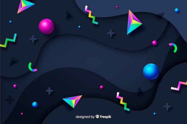 Gradient 3d shapes background Free Vector