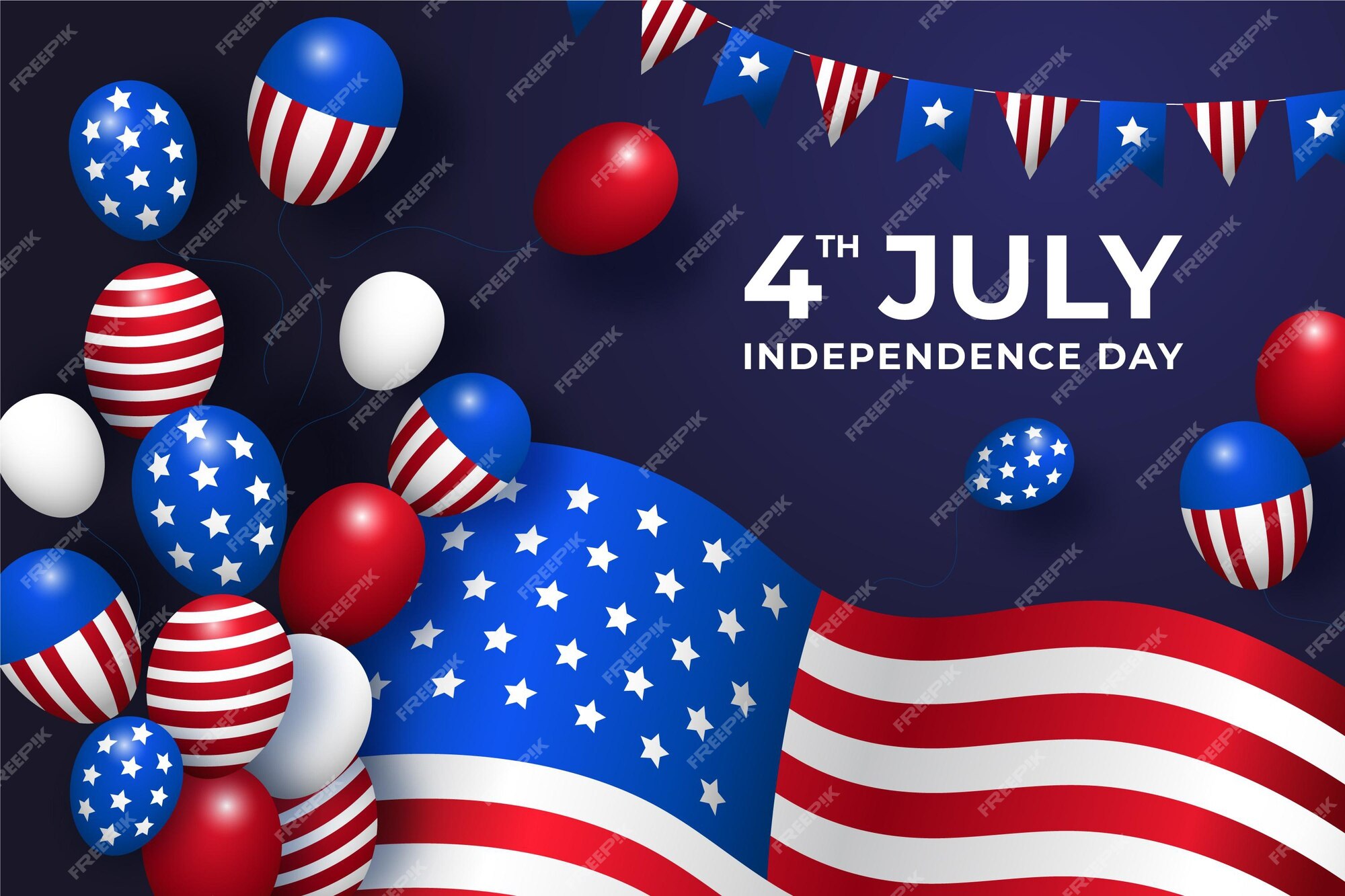 Free Vector | Gradient 4th of july independence day balloons background